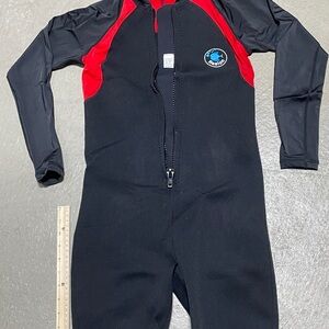 Kids Black and Red One Piece rash guard wet suit by Aqua